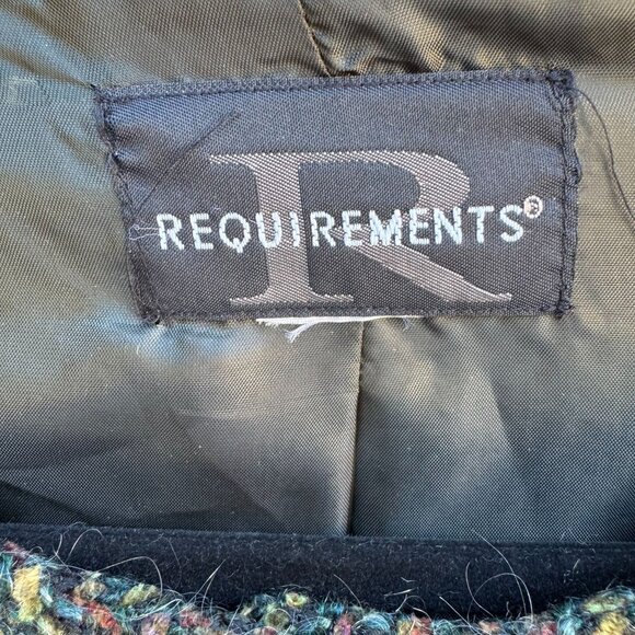 Requirements Boucle Tweed Academia Womens Green Textured Button-Up Jacket Blazer - Picture 2 of 7